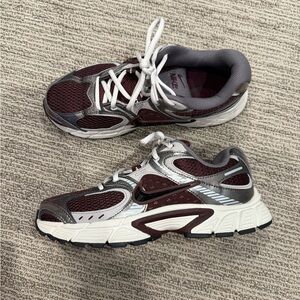 Nike V2K Maroon and Metallic Sneakers